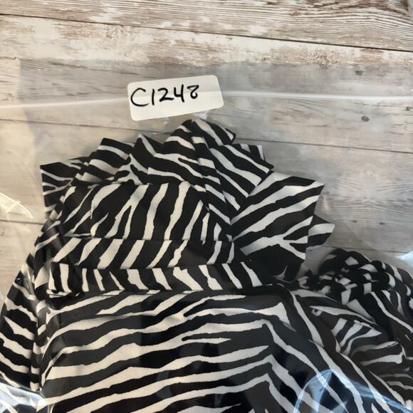 Liz Claiborne Fit & Flare Dress Large Faux Wrap Zebra Career Stretchy Belted - Picture 7 of 7